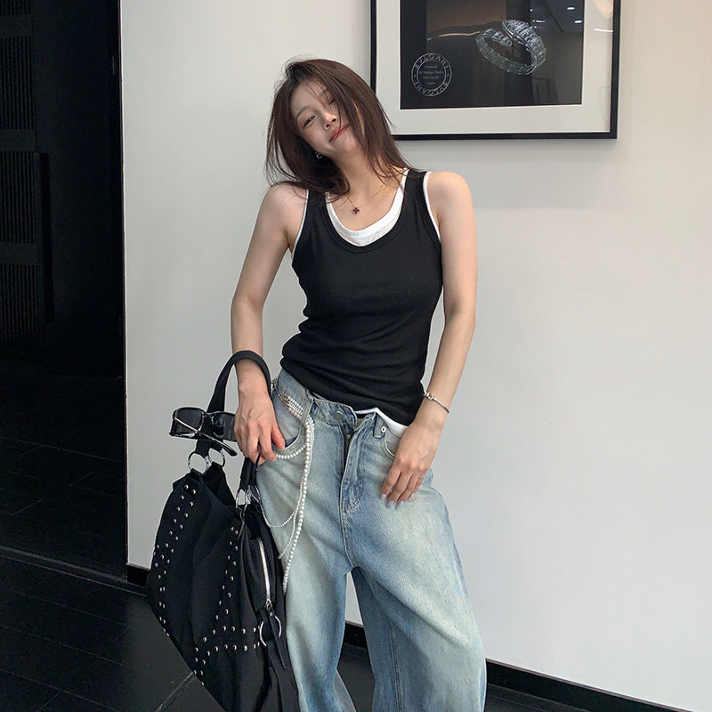 簡約疊穿感背心|修身短版無袖上衣【FC系列】