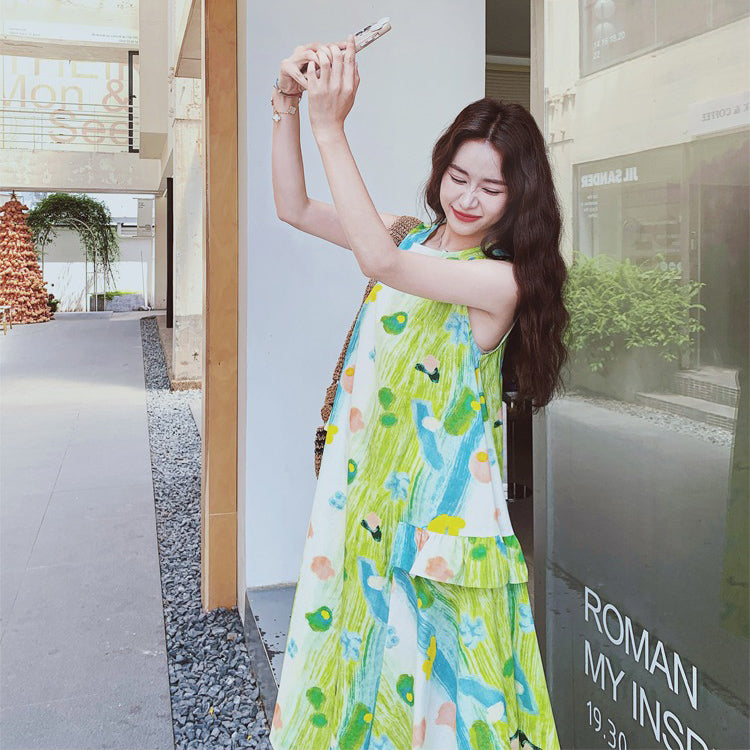 【ワンピース】フレンチ風 夏らしい 優しく甘めな雰囲気 花柄ノースリーブワンピース フェアリー感たっぷり【SHシリーズ】