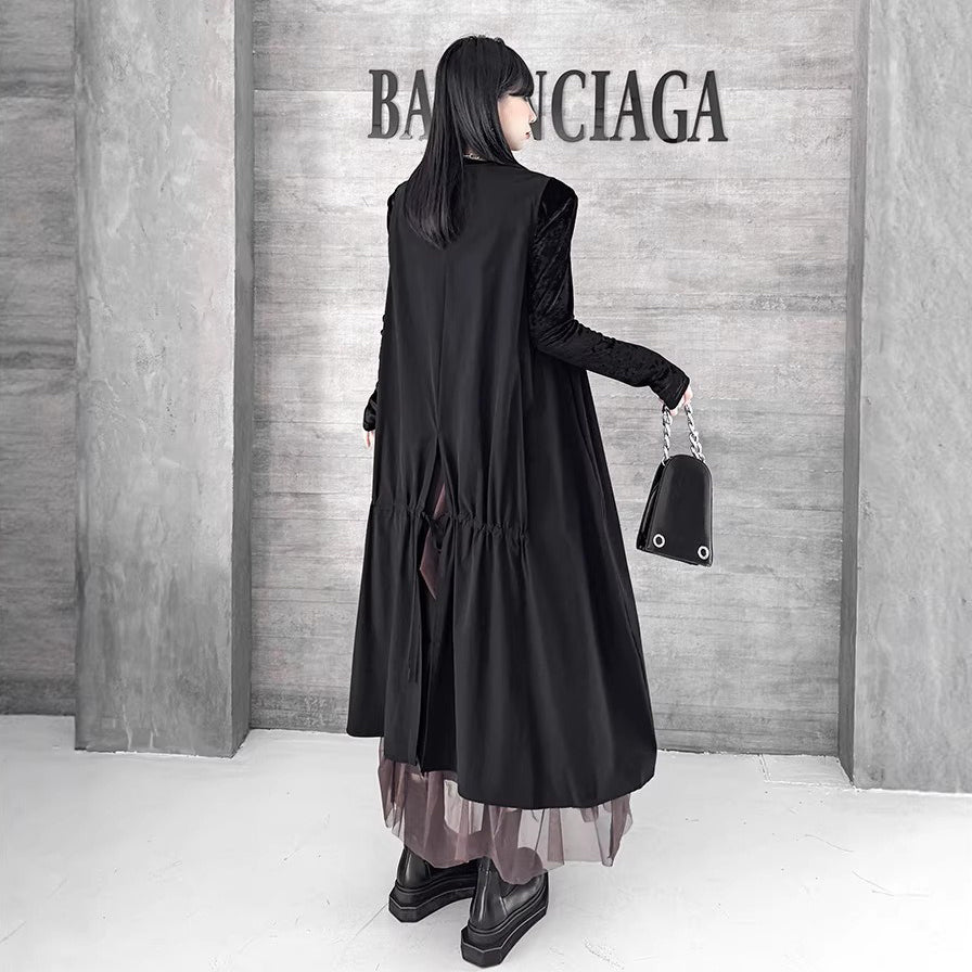 【トップス】スリット&ドローストリングデザイン ベストレディース カジュアル【AHシリーズ】