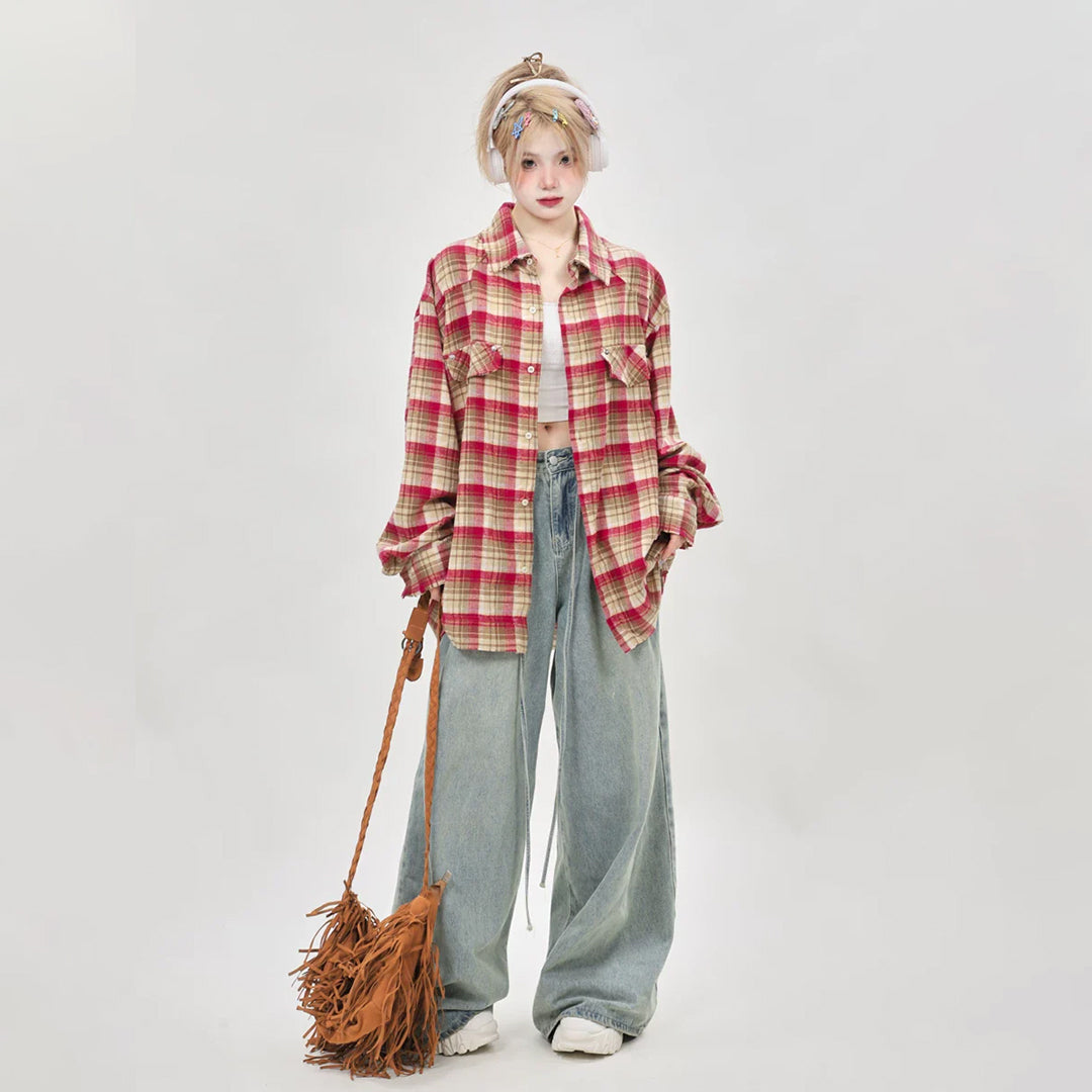 【トップス】アメリカンスタイル 高級感 ファッション チェック柄 シャツ【FCシリーズ】