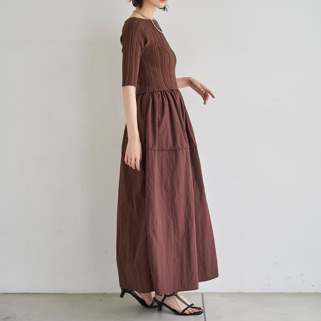 【ワンピース】【15~20日内発送】春 秋 夏 レトロ 切り替え ワンピース 【JZシリーズ】