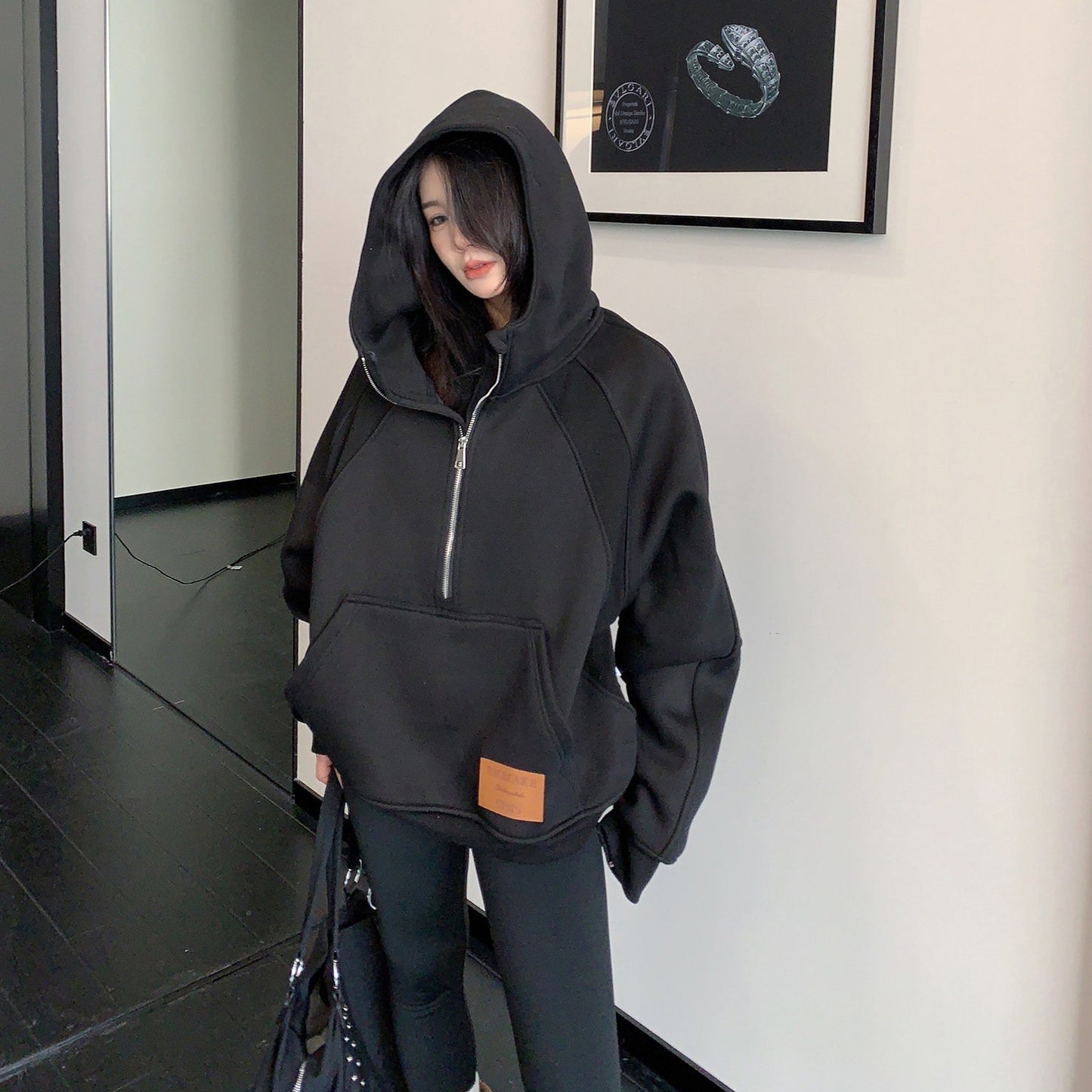 【トップス】カジュアル 刺繍 ショート丈 裏起毛 スウェット レディース トレンド パーカー【FCシリーズ】