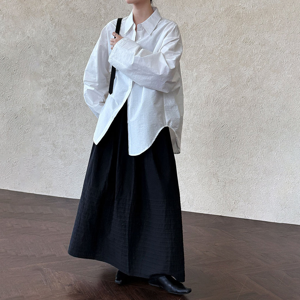 【トップス】秋新作 韓国風ハイエンドシャツ ルーズ ブラウス|上品×抜け感スタイル【SNシリーズ】