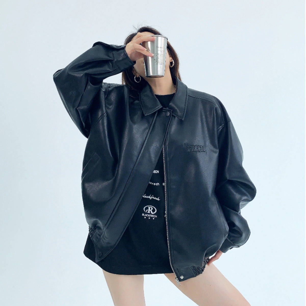 【アウター】メイラード風 春秋 ルーズ レトロ PU レザー ジャケット【FCシリーズ】