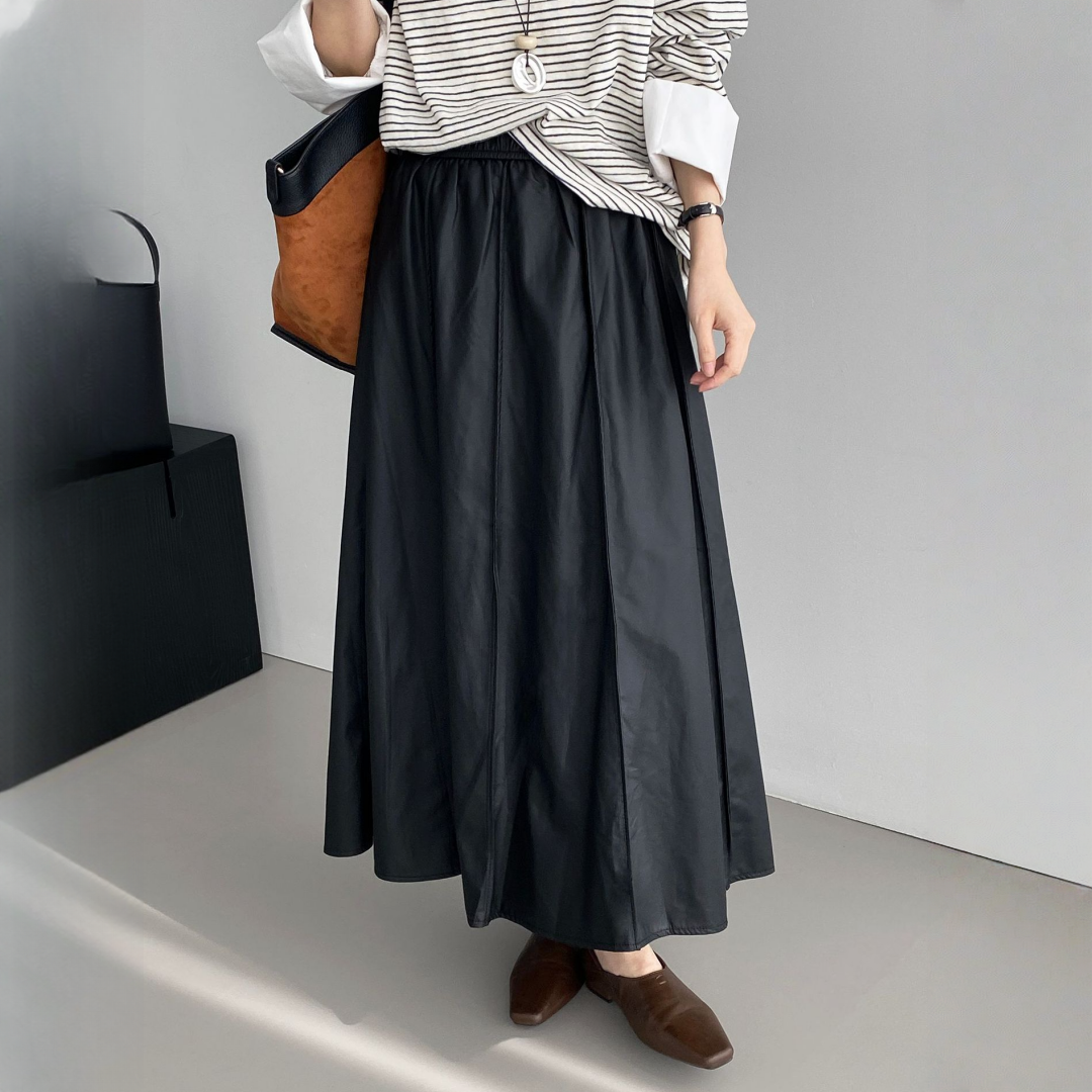 【ボトムス】エレガント プロテインレザー ハイウエスト スカート 【JZシリーズ】