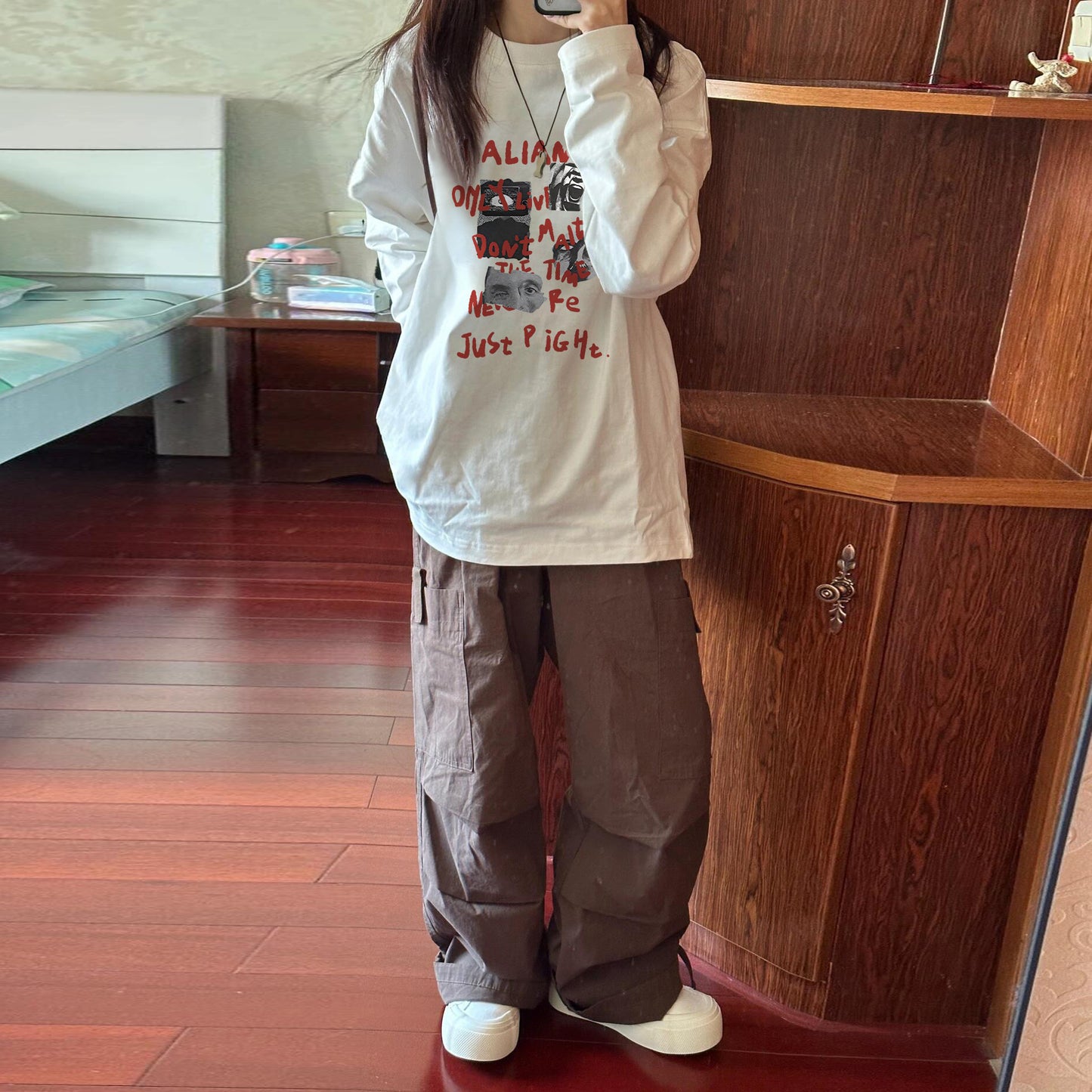 【トップス】2026春トレンド アメリカンレトロ 長袖Tシャツ レディース 薄手 ゆるシルエット ハイストリート系 ストリートトップス【FCシリーズ】