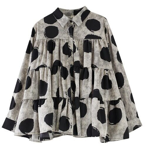 【トップス】ドット プリント ドット柄プリント 長袖 シャツ 【SHシリーズ】