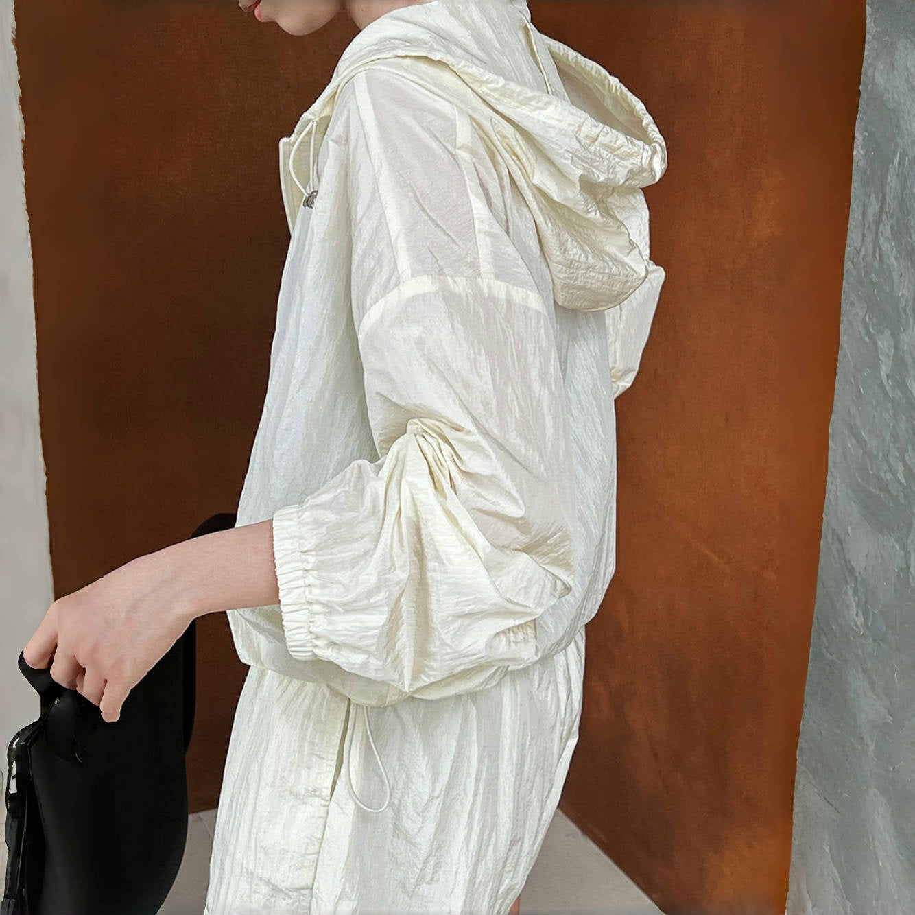 【セットアップ】レトロ 春夏 スポーツ フード付きトップス + ショーツ 2点 上下セット【SNシリーズ】