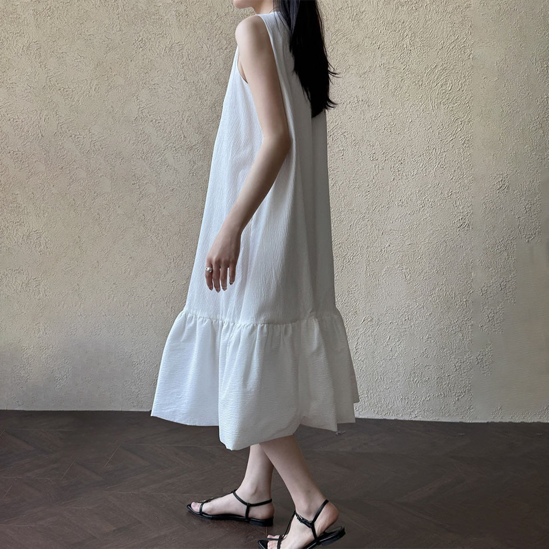 【ワンピース】夏 フリル ノースリーブ 合わせやすい ワンピース【JZシリーズ】
