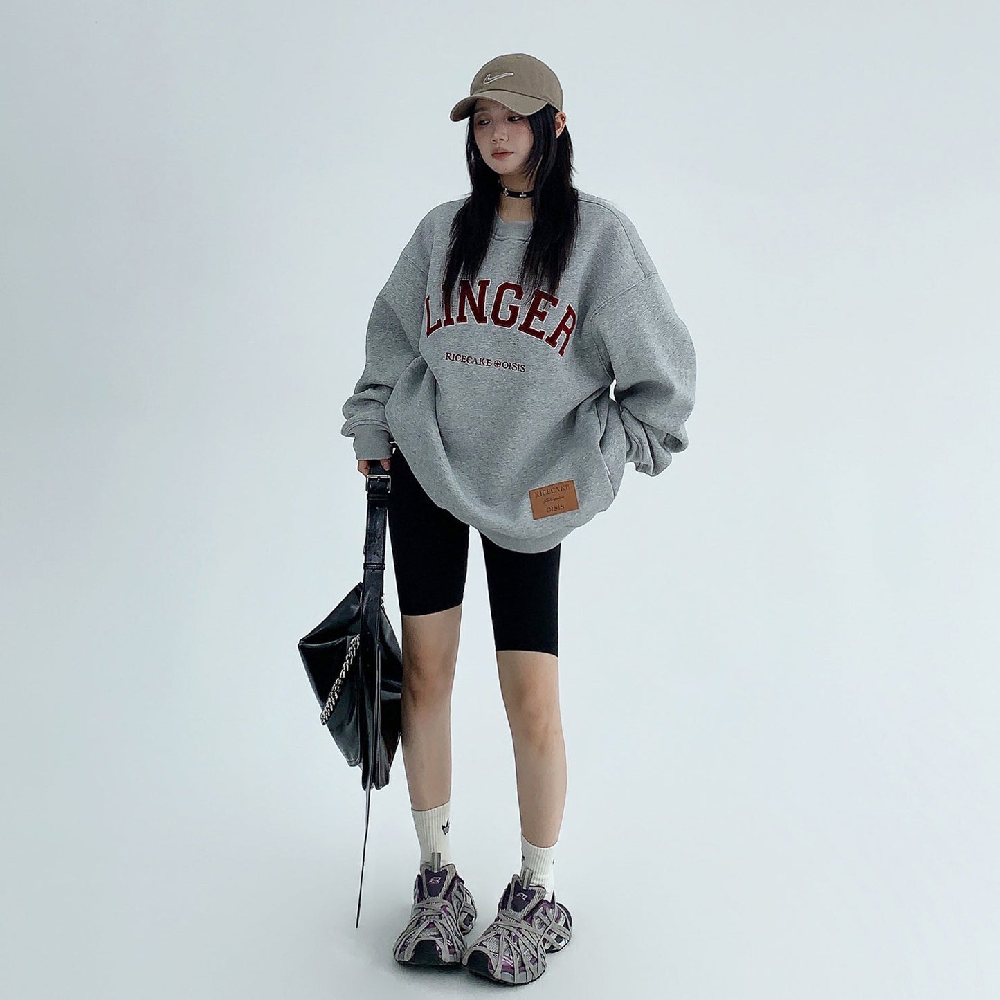 【トップス】秋冬 アメリカン シンプル 厚手 刺繍 ラウンドネック ゆったり カップル パーカー【FCシリーズ】