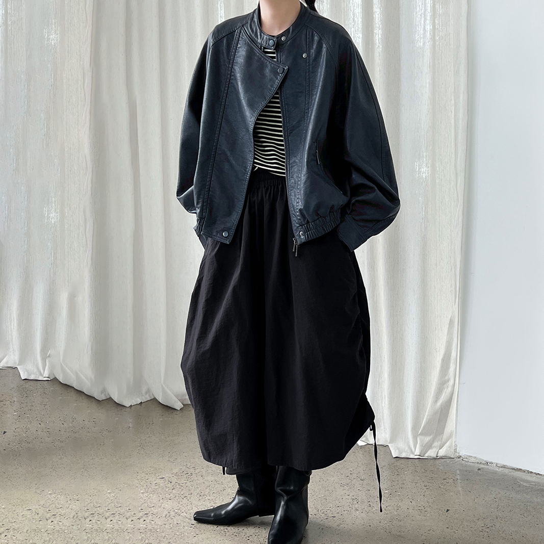 【アウター】韓系ハイエンド感 バイカージャケット レディース 秋新作 ゆったりショート丈 PUレザージャケット【SNシリーズ】