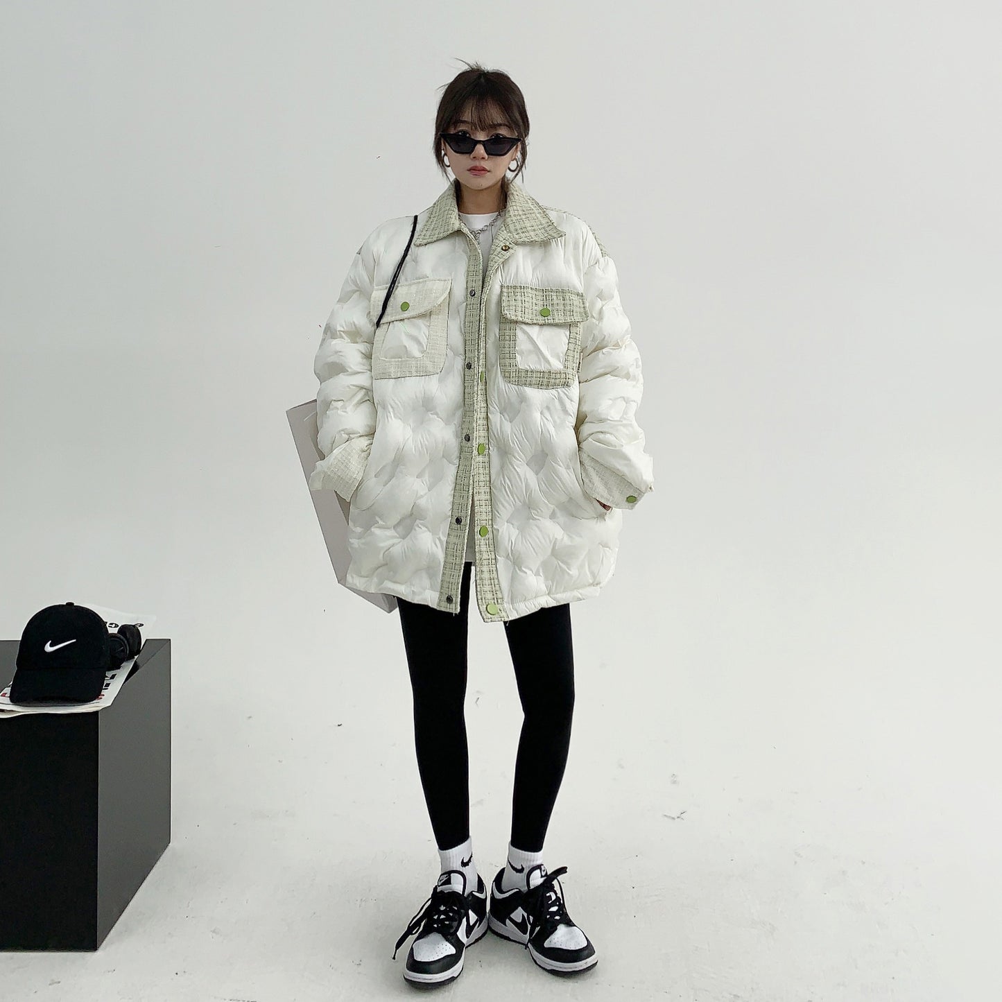 【アウター】デザイン感たっぷり!美式シャネル風刺繍入り中綿ジャケット レディース 冬 小柄向けカップルコーデ 綿入れコート【FCシリーズ】