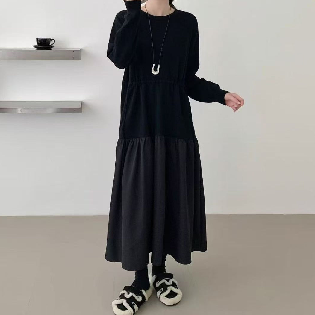 【ワンピース】春新作 韓国風 レイヤード風 着回し ニット 長袖ワンピース【JZシリーズ】