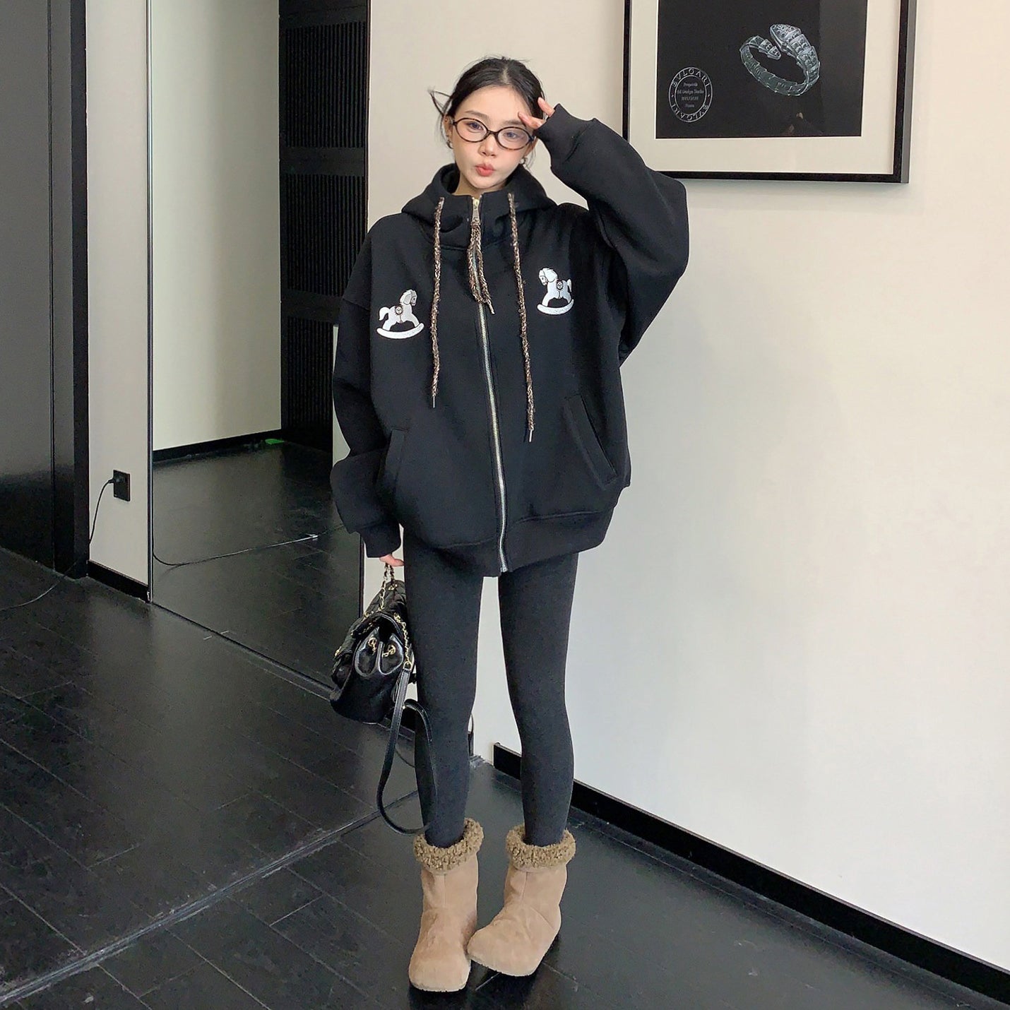 【アウター】アメリカンヴィンテージ 馬刺繍 フード付き ジャケット レディース【FCシリーズ】