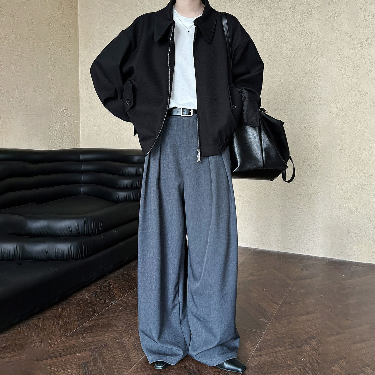 【アウター】春秋 メイラード風 ジッパーデザイン ゆったり 長袖 ジャケット【SNシリーズ】