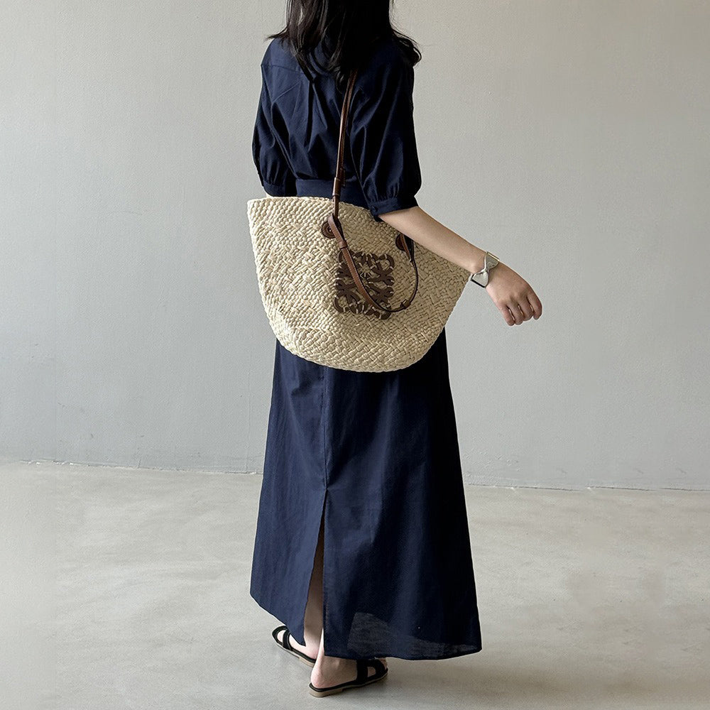 【セットアップ】フレンチエレガンス 麻素材ウエストリボンシャツ+ミモレ丈スカート 上下セット【JZシリーズ】