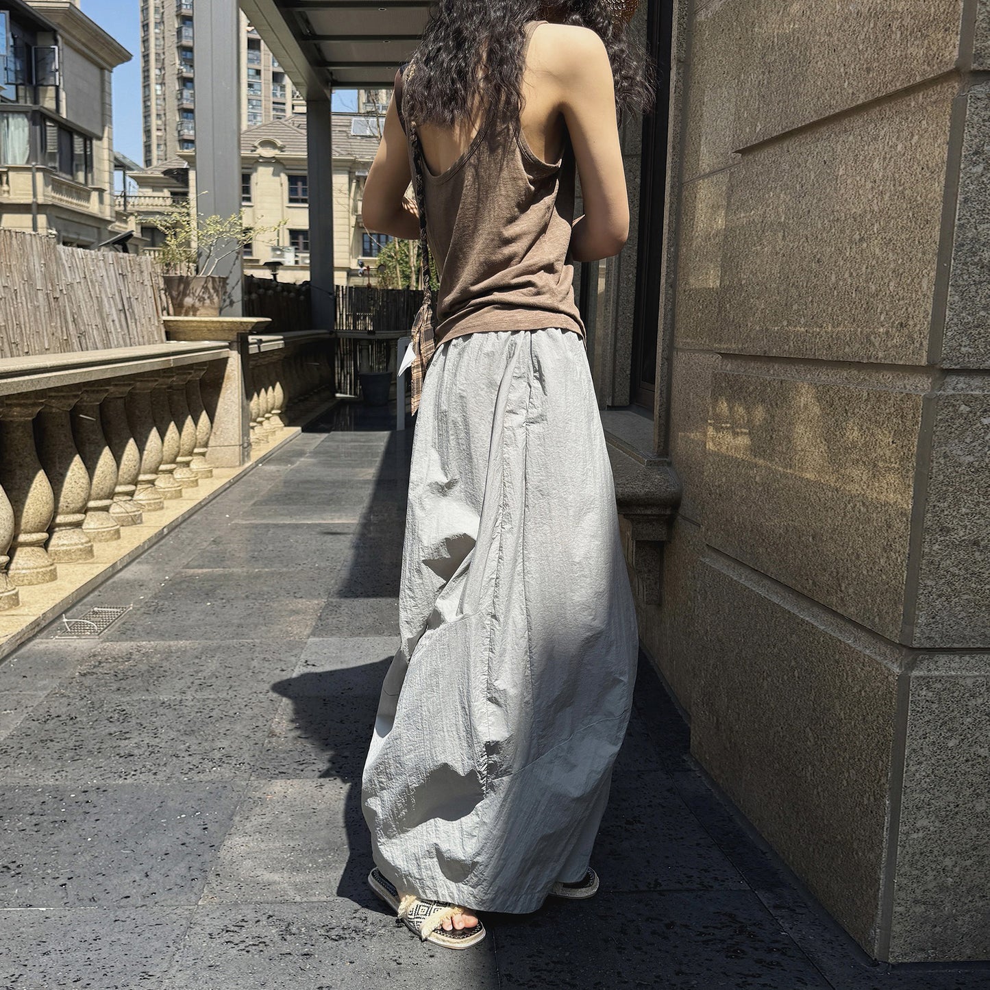 【ボトムス】夏新作 ナチュラルシンプル系 配色切り替え ゆったりカジュアルパンツ【JZシリーズ】