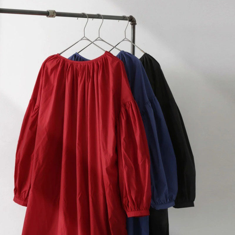 【ワンピース】3色展開 日系 春新作 無地 前後2WAY エレガント 長袖ワンピース