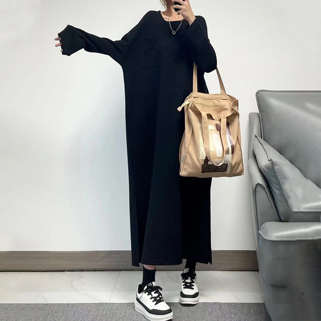 【連身裙】春秋冬 優質純色 易搭配 長袖連身裙