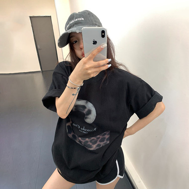 【トップス】Tシャツ レディース コットン アートプリント 半袖 ヴィンテージ風 オーバーサイズ【FCシリーズ】