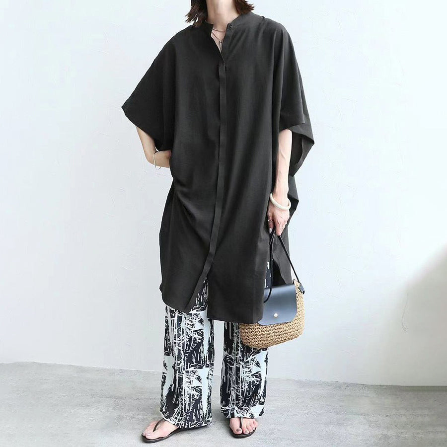 【トップス】夏 ゆったり 快適な着心地 通気性 無地 半袖 シャツ