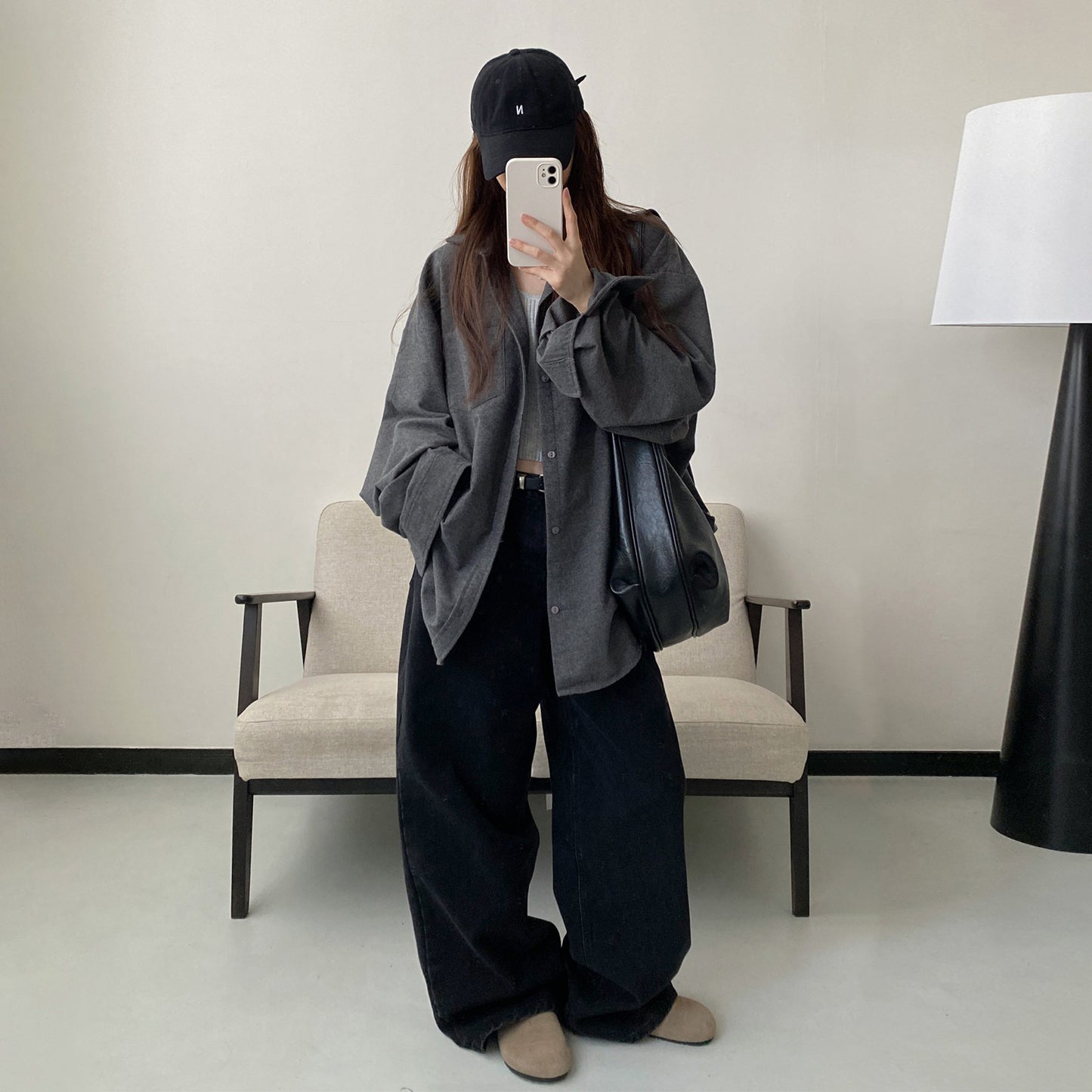 【アウター】厚手 シャツ ビッグシルエット 体型カバー 長袖 カジュアル シャツカーディガン レディース 秋冬【FCシリーズ】