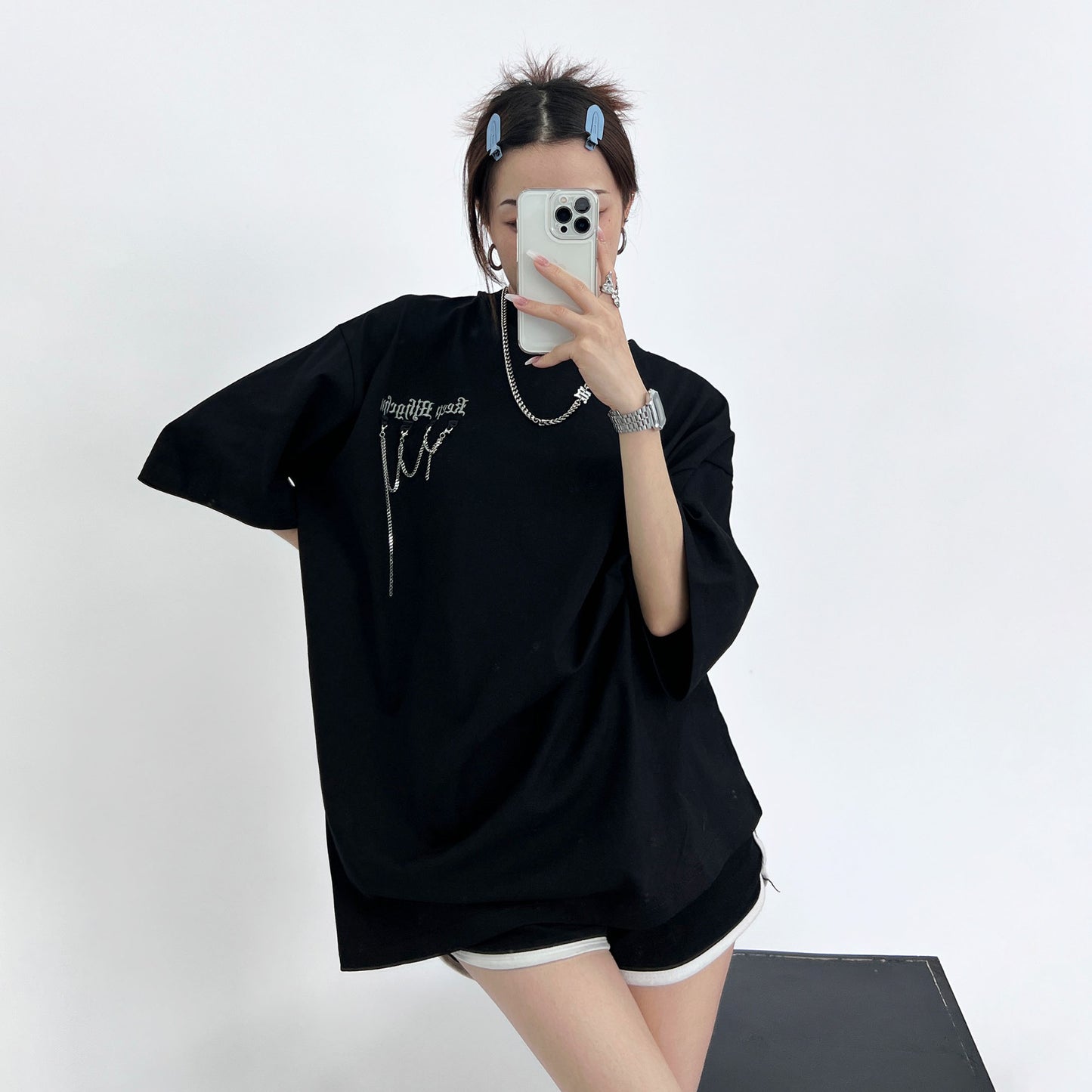 【トップス】夏 INS レトロ ギャル ルーズフィット カップルTシャツ【FCシリーズ】