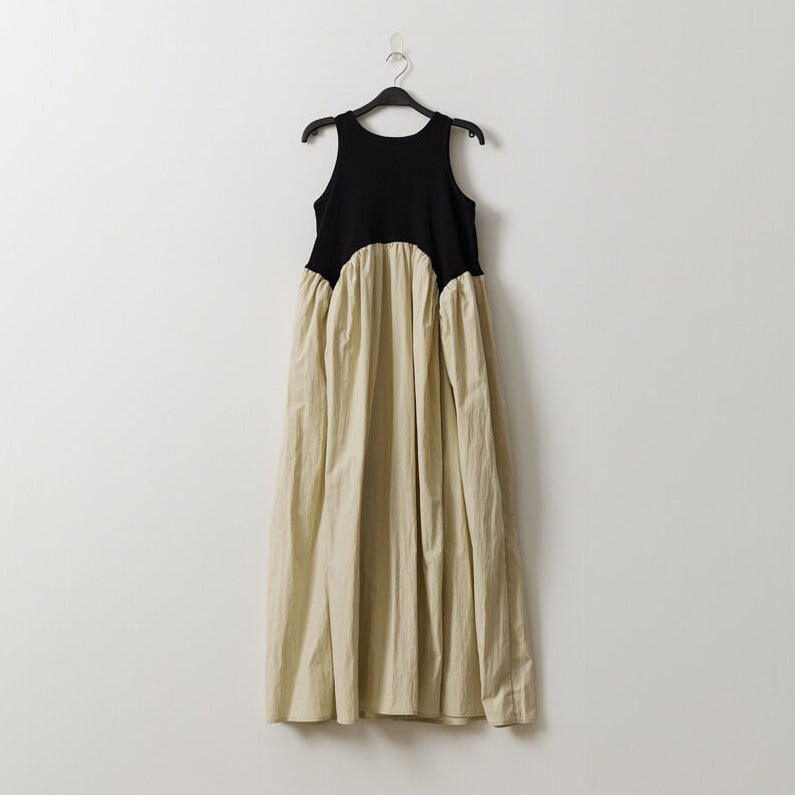 【ワンピース】レトロデザイン バイカラー アシンメトリー ノースリーブワンピース レディース 夏 キャミソール ロングドレス【SHシリーズ】