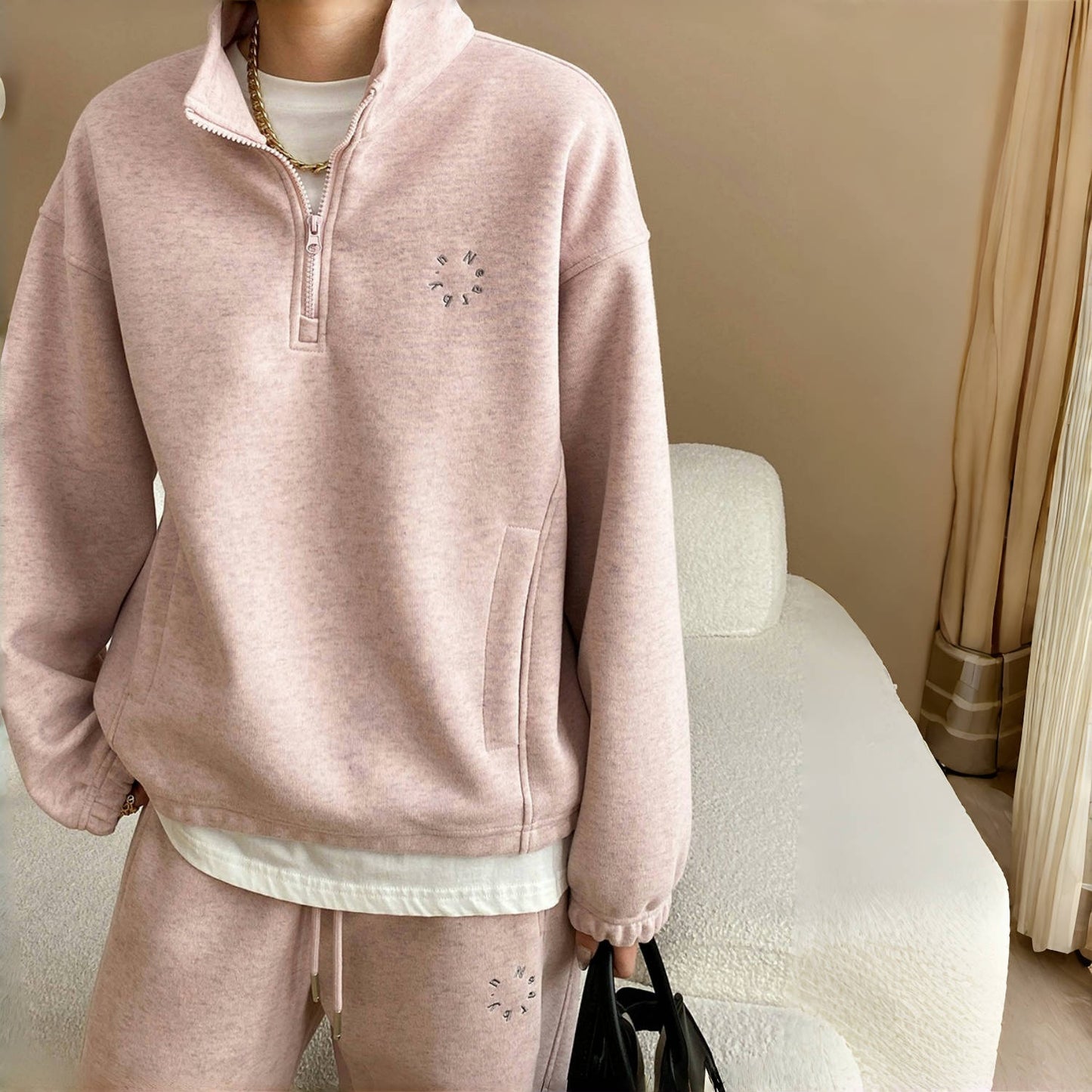 【セットアップ】春秋冬 刺繍 カジュアル ゆるリラックス パーカー + パンツ 2点上下セット【SNシリーズ】