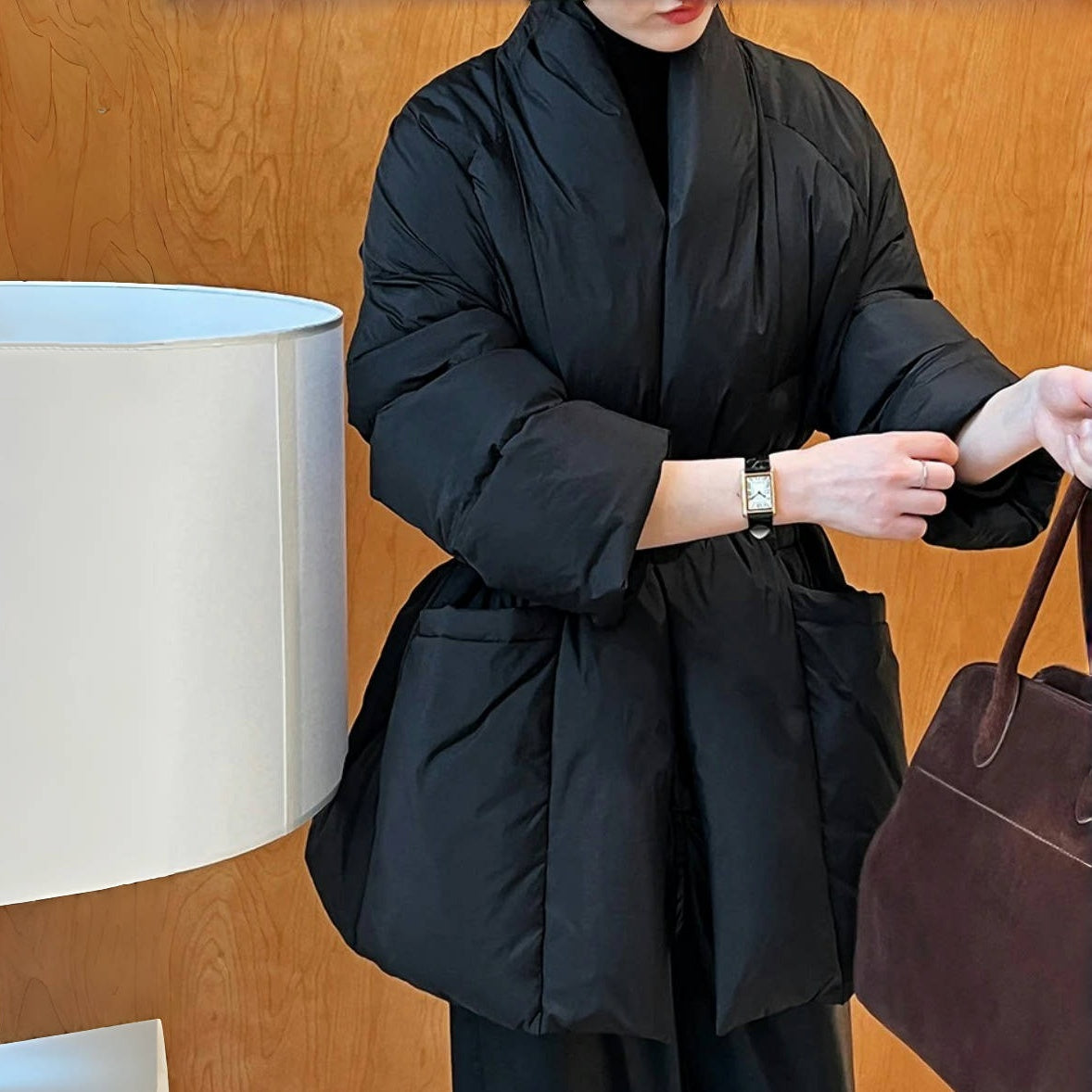 【アウター】ファッション Vネック 秋冬 ウエストを絞る 合わせやすい ダウンコート【SNシリーズ】