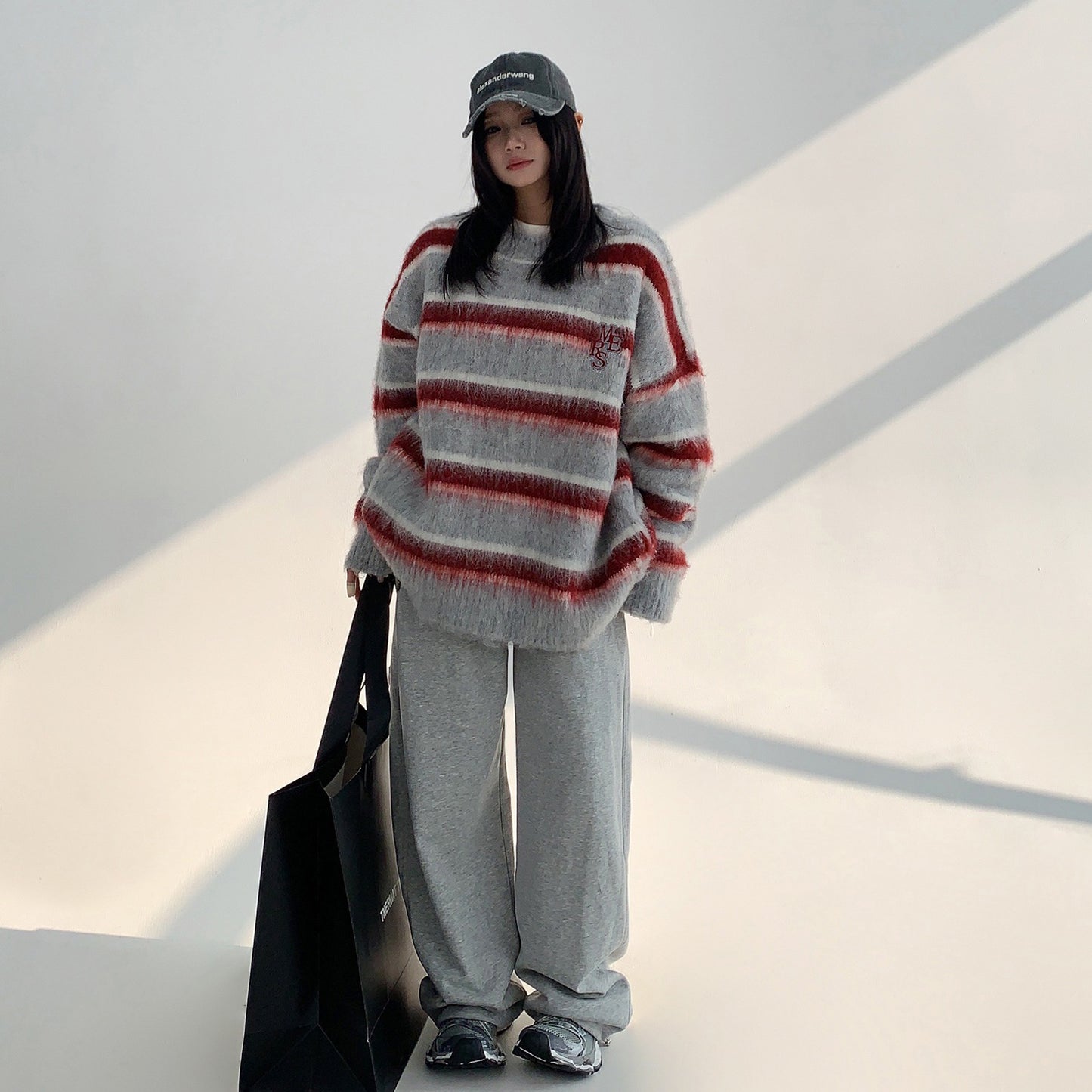 【トップス】秋冬 韓国風 ゆったり カジュアル ストライプ クルーネック セーター【FCシリーズ】