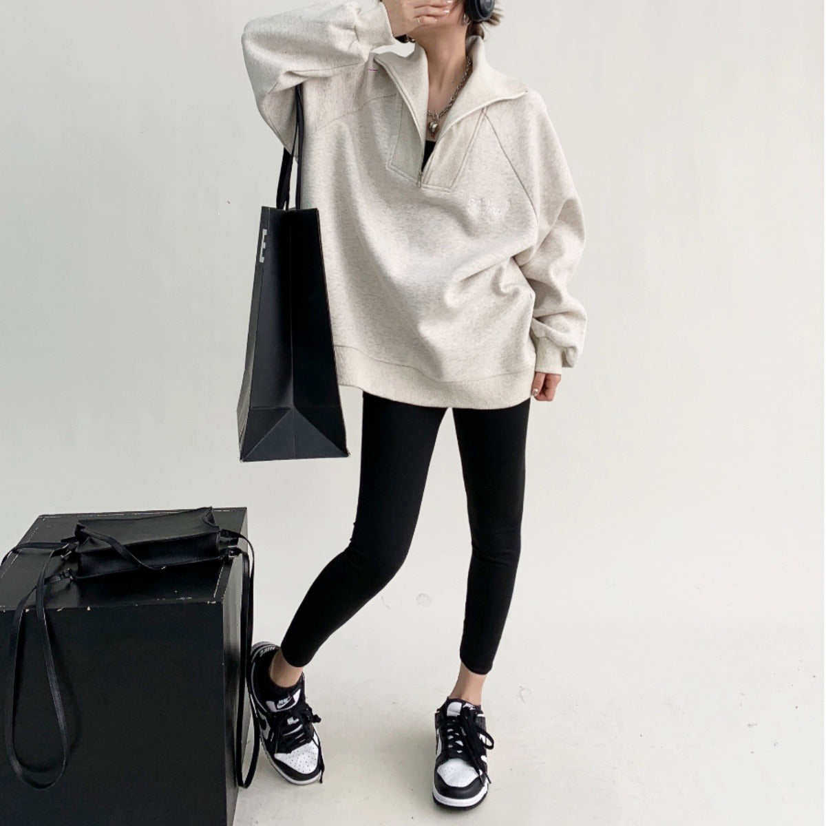 【トップス】春秋冬 レトロ 高級感 ルーズ 刺繍 ラペル パーカー【FCシリーズ】