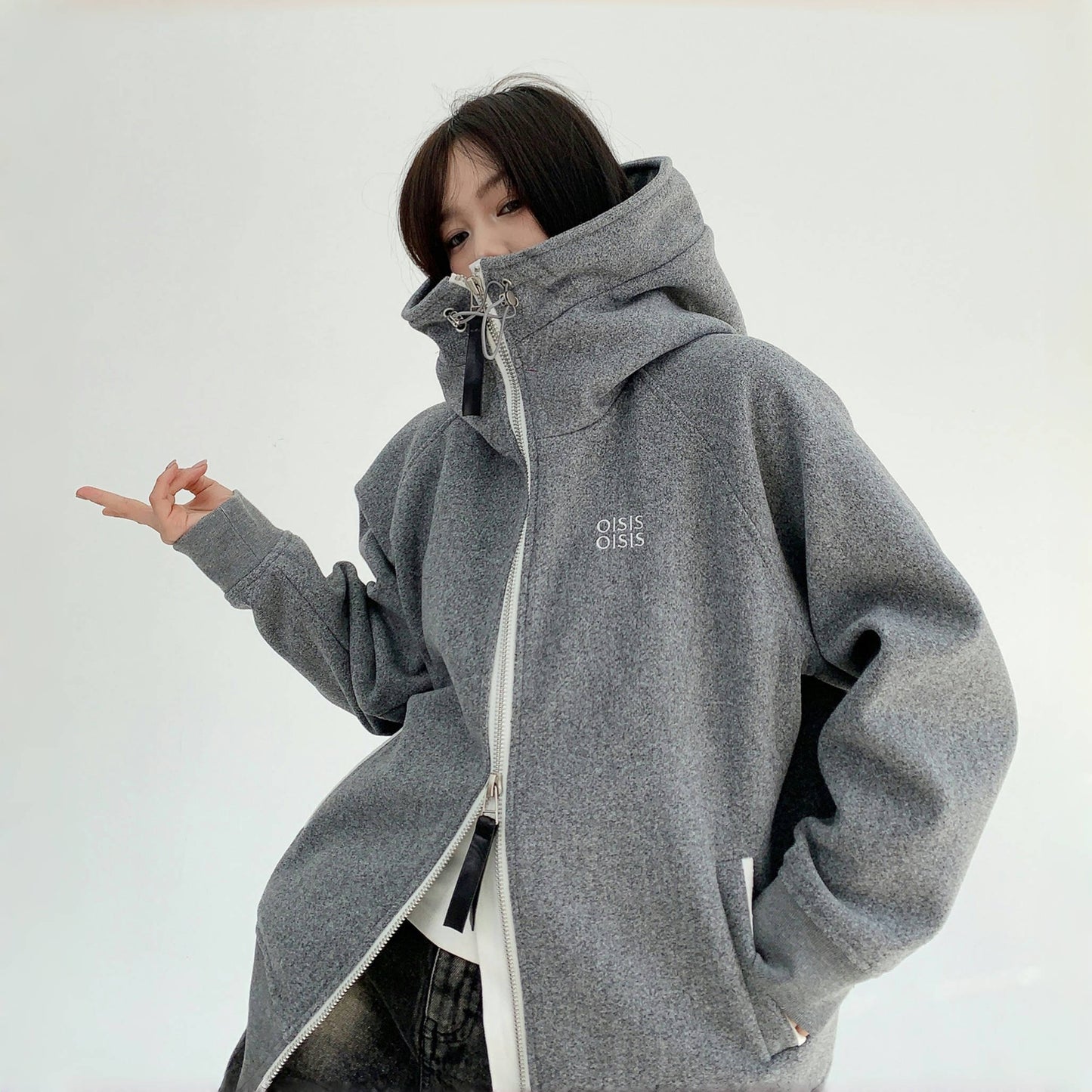 【アウター】春秋 切り替え ラシャ生地 フード付き ジャケット 【FCシリーズ】