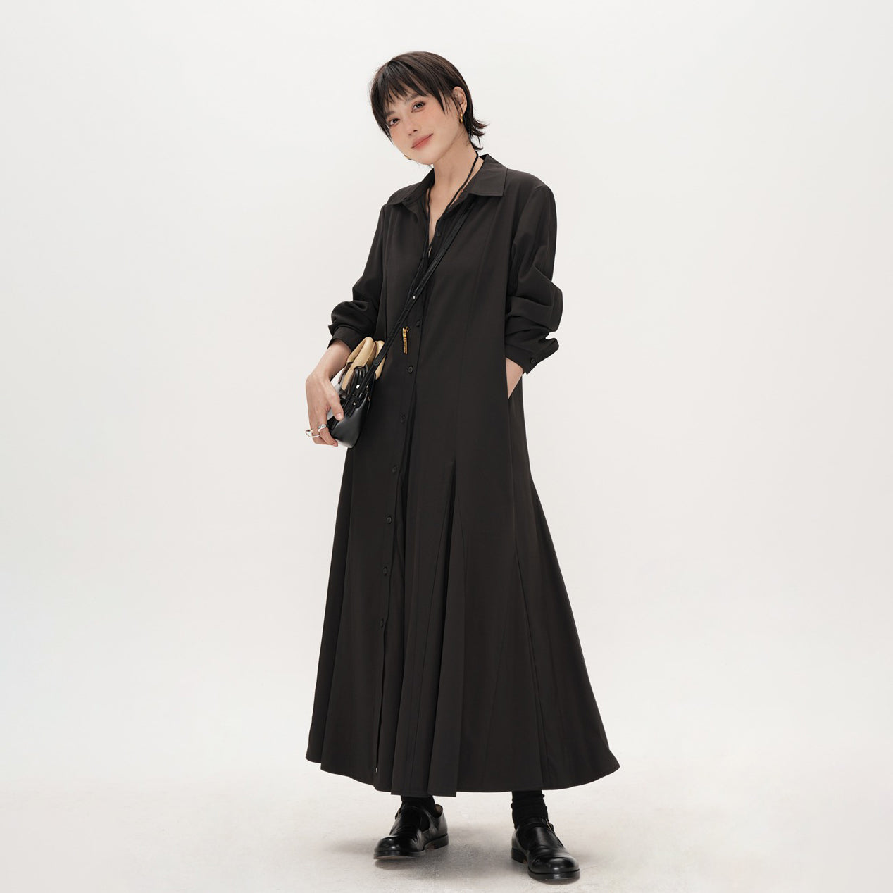 【ワンピース】レトロ ワンピース レディース 大きいサイズ ゆったり 体型カバー ミディアム丈 ロングワンピース 初秋【JZシリーズ】