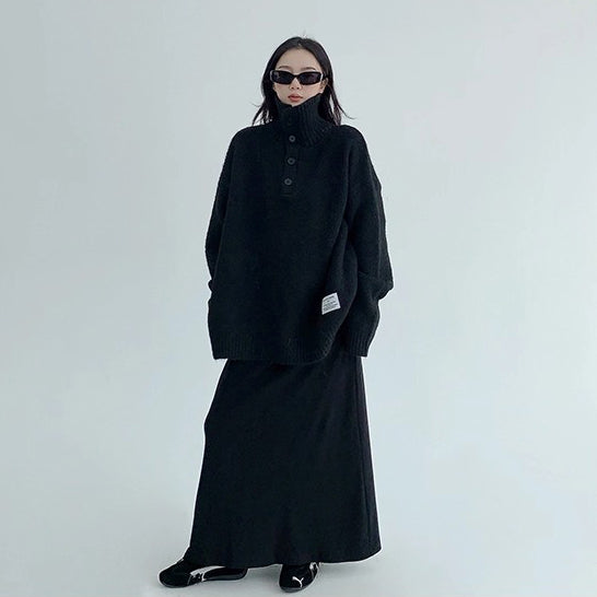 【トップス】春秋冬 ゆるレトロ 厚手 タートルネック ニットプルオーバー レディース【FCシリーズ】