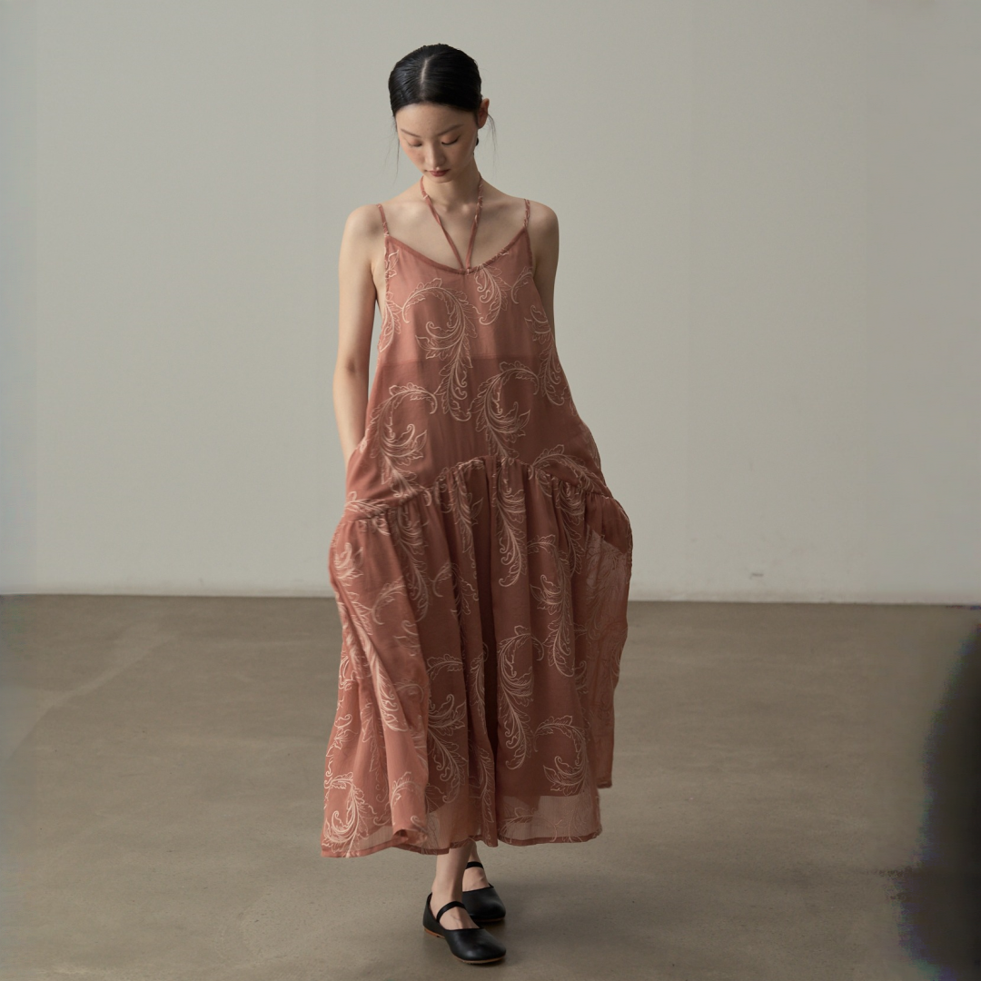 【ワンピース】夏 刺繍入り レトロ 夏新作 フレア ワンピース 【JZシリーズ】