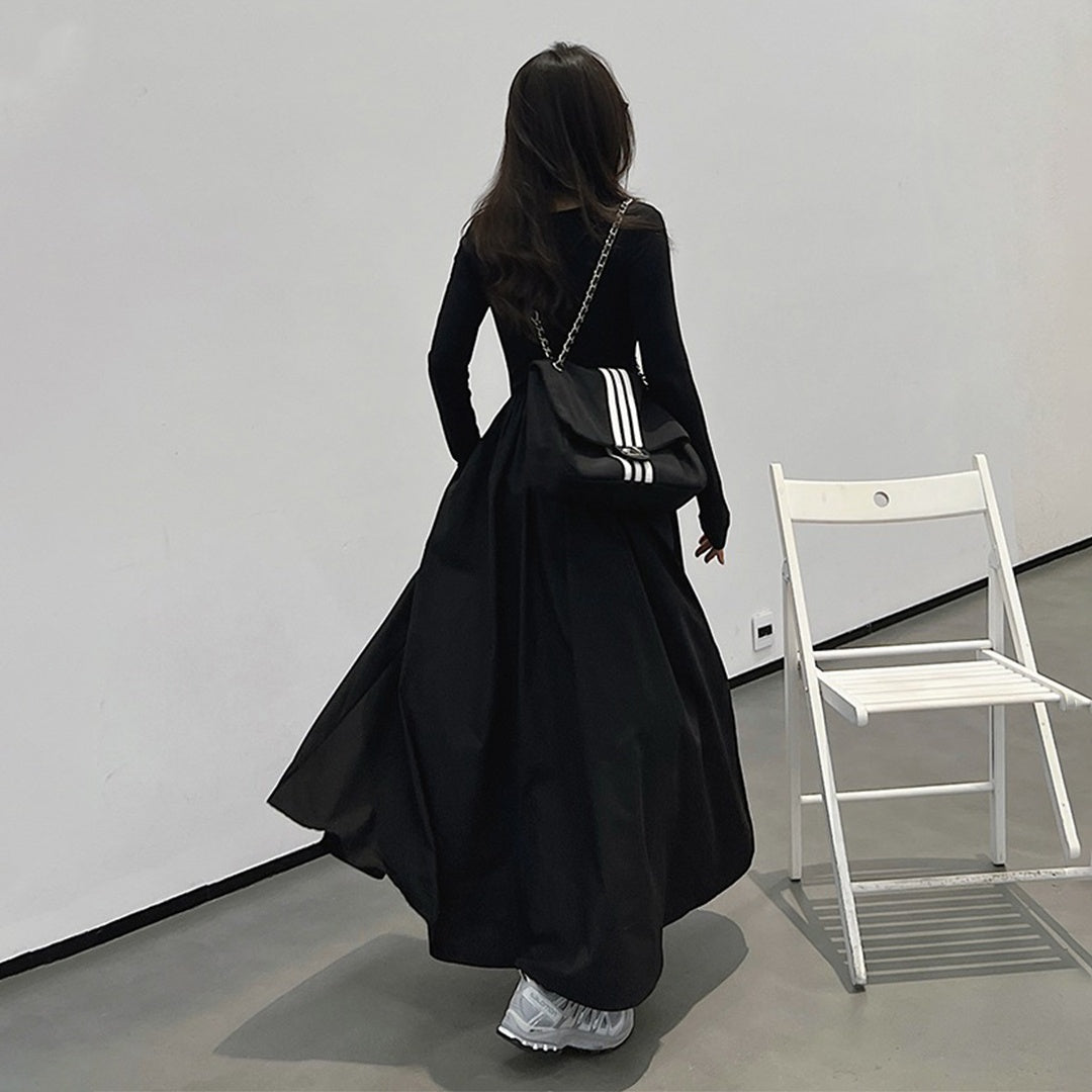 【ワンピース】春秋ヘプバーン風 気質よい 着痩せ 長袖ワンピース 【AHシリーズ】