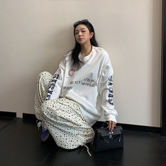 【トップス】ゆったり アメカジ ヴィンテージ加工 ロゴプリント Tシャツ 【FCシリーズ】