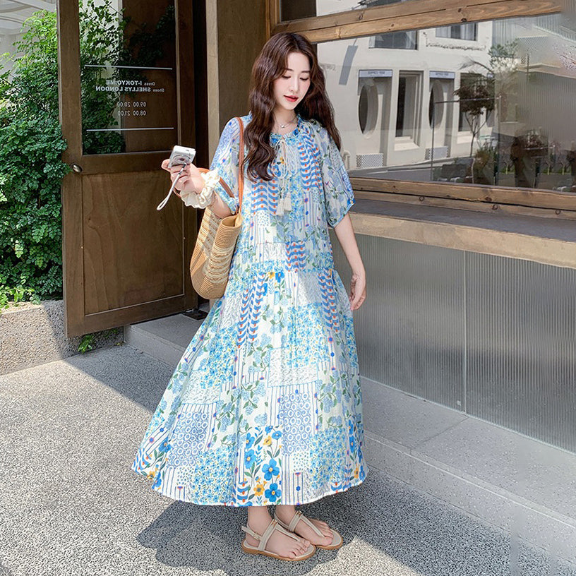 【ワンピース】今年のトレンド フレンチ気質 花柄半袖ワンピース【SHシリーズ】