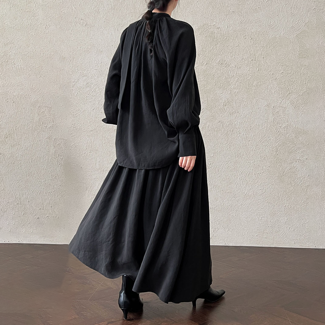 2点セット!【セットアップ】韓国風 気質デザイン リボン付き長袖シャツ+スカート レディース 秋新作 リラックス感 上下セット【JZシリーズ】