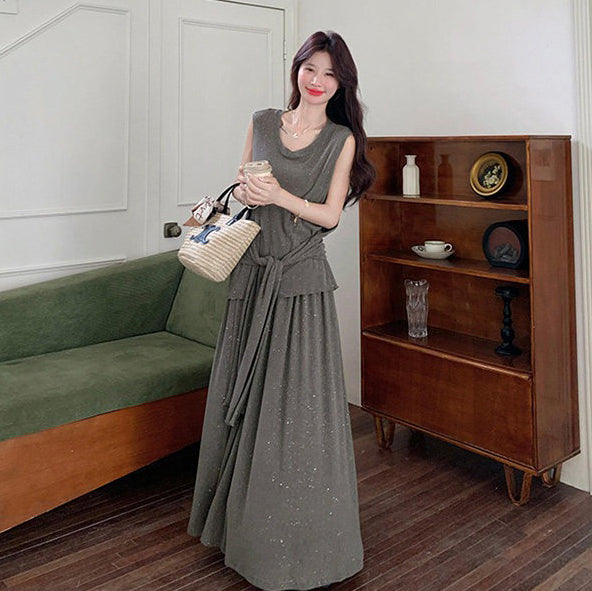 2点セット!【セットアップ】キャミトップス+スカート 上下セット レディース 夏 2点セット シアーショール リラックス感 大人フェミニン【JZシリーズ】