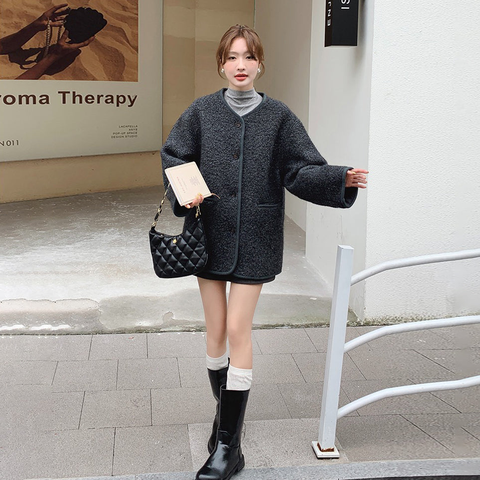 【アウター】🌟上品グレー×シンプル高級感!小柄もOK ブーツコーデにぴったり レディース 秋冬 韓国風 ゆったり厚手 コート【JZシリーズ】