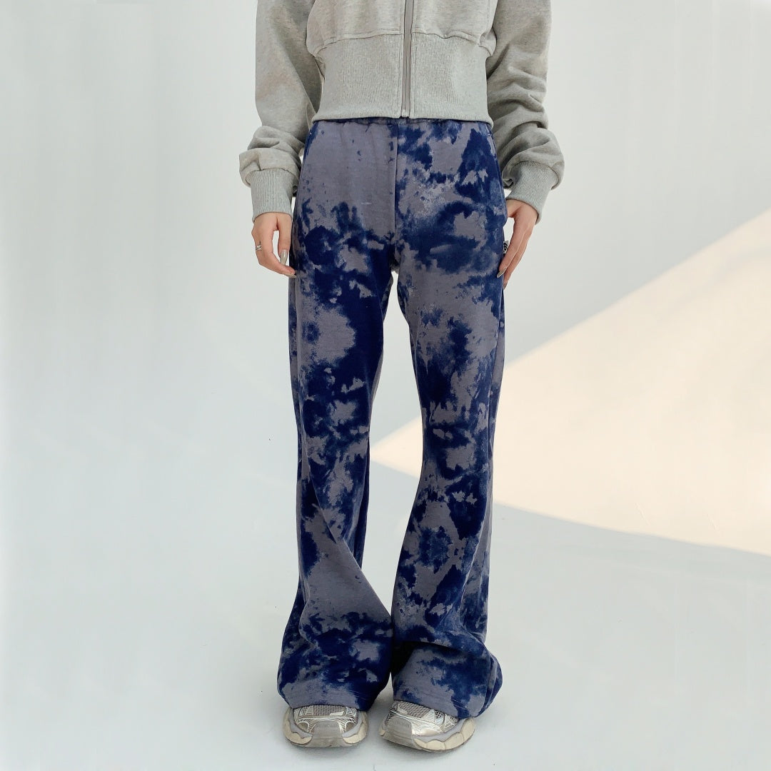 【ボトムス】春秋冬 厚手 タイダイ柄 ベルボトムパンツ 【FCシリーズ】