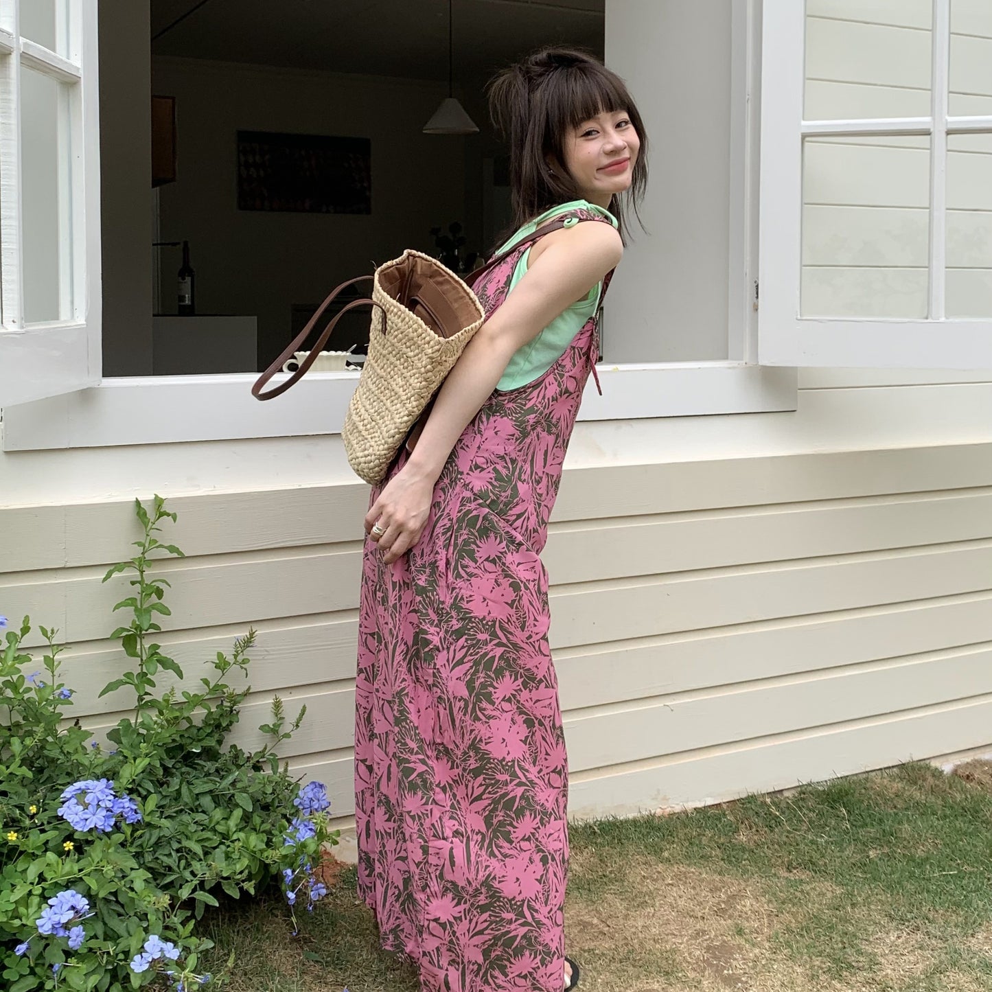 【ボトムス】夏新作 ゆったりカジュアル ラフ Vネック オールインワン【SHシリーズ】