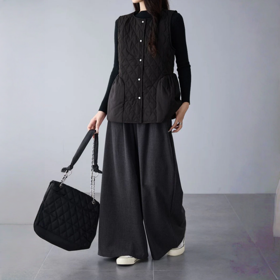 【トップス】春 秋 冬 切り替え ダイヤ柄 中綿 ベスト 【JZシリーズ】