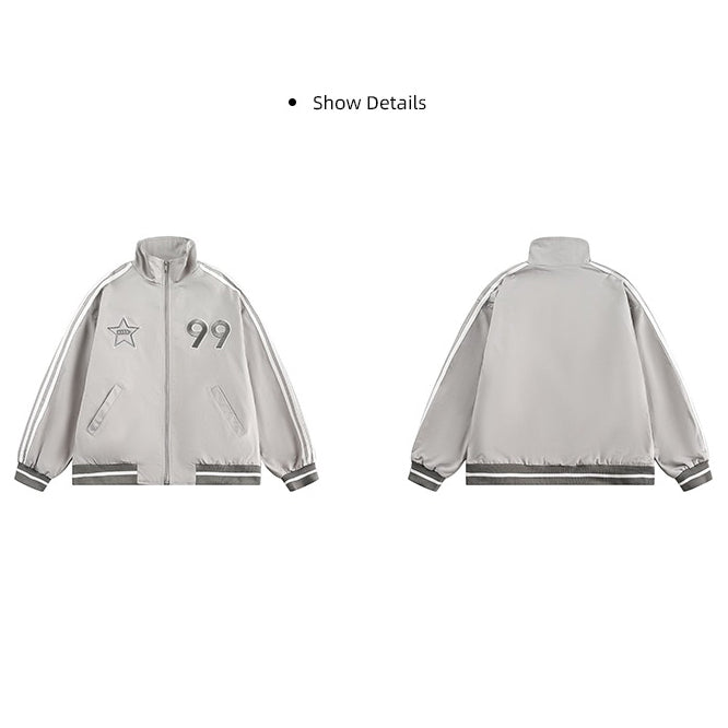 【アウター】春秋 カジュアル 高級感 刺繍 スタンドカラー ジャケット【FCシリーズ】