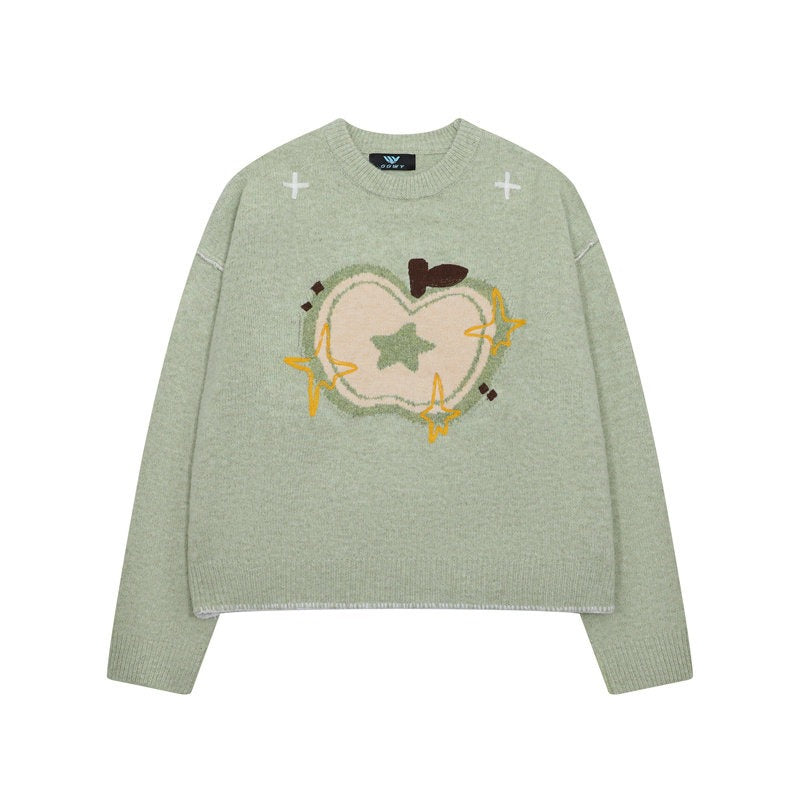 【トップス】 アメリカンレトロ アップルジャガード クルーネック ニット【FCシリーズ】