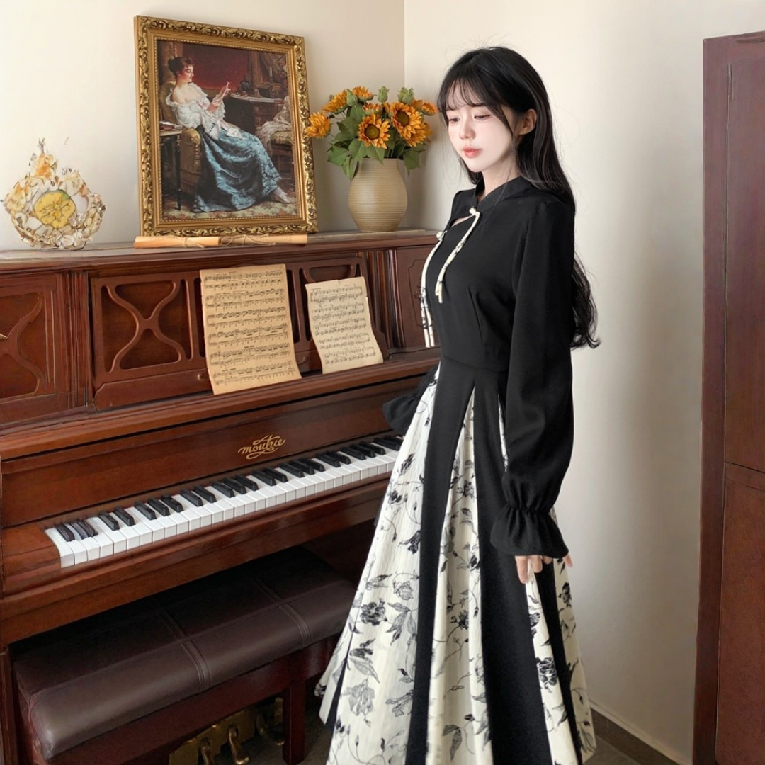 【ワンピース】春 秋 冬 モダンチャイナ 長袖 ワンピース 【AHシリーズ】