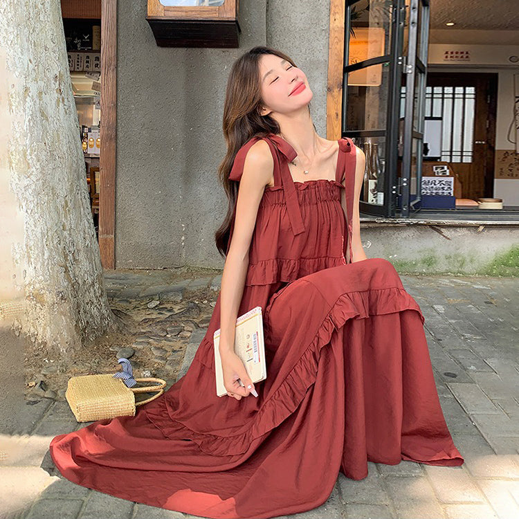 【ワンピース】フレンチレトロ 夏 気質おしゃれ ノースリーブキャミワンピース【JZシリーズ】