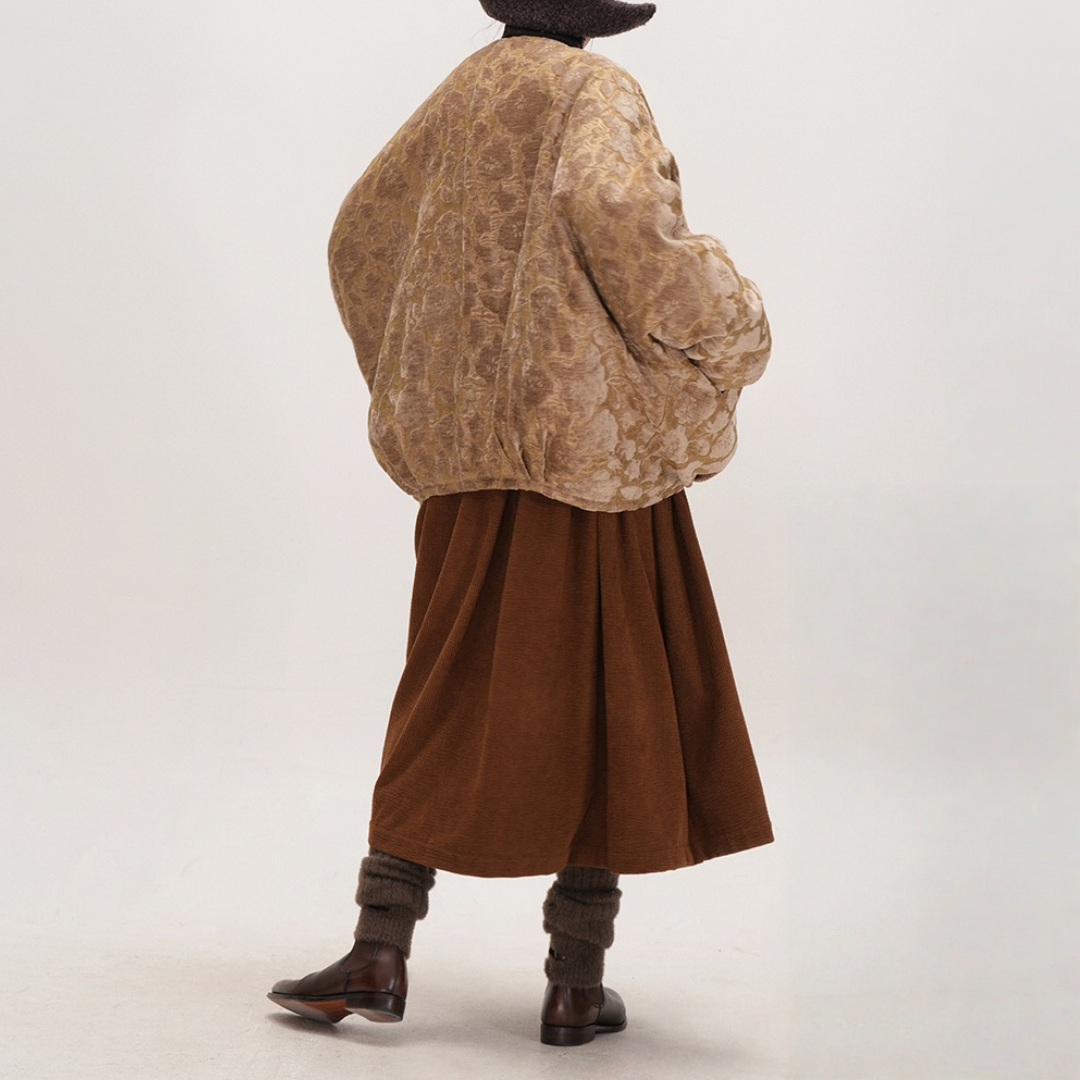 【アウター】オフィスカジュアル風 Vネック 中綿ジャケット 【JZシリーズ】